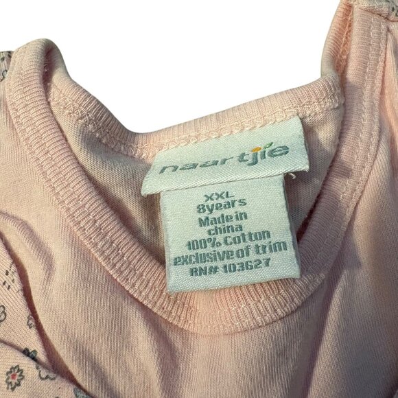 Naartjie Girls XXL 8 Years Pink Floral Ruffle Long Sleeve Cotton Dress Striped P - Picture 2 of 3